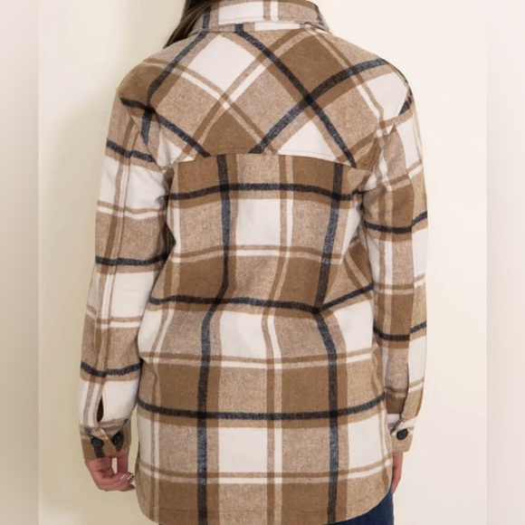 Thread & Supply Chandler Shacket for Women in Tan Plaid - Picture 2 of 5